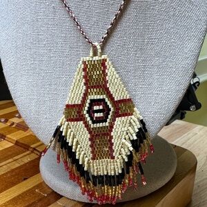 Handcrafted Beaded Necklace with Fringe 2/$22